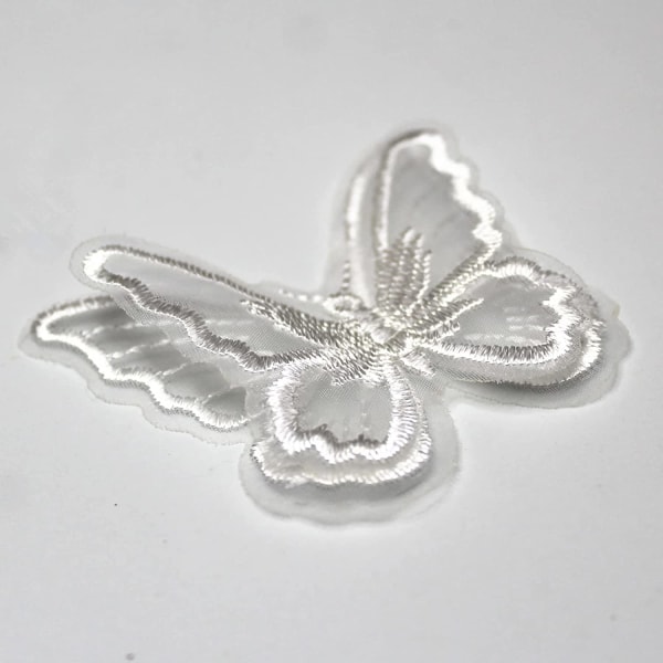 20pcs Butterfly Sew On Patch Sewing DIY (White, 2.36 x 1.96inch)