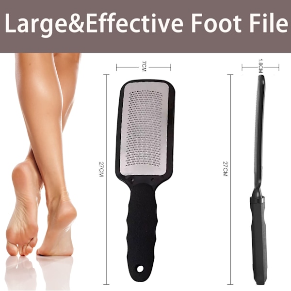 Hard Skin Remover Fotfiler, Rustfritt Stål Fot Callus Remover Fot Rasp for Død Hard Tøff Hud, Pedikyr, Profesjonell Salong Hjemmebruk (Svart)