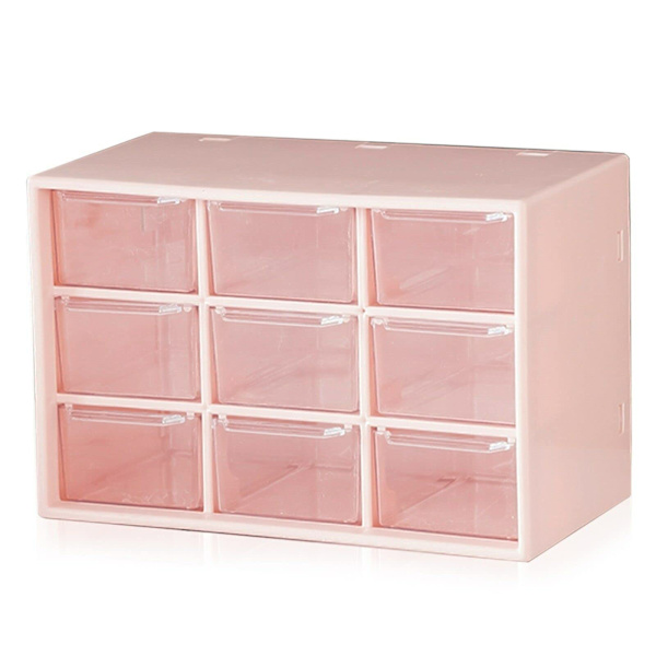Mini plastbyråorganisatör, arrangör för kontorsmaterial, rosa