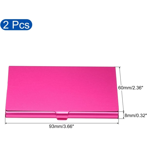 2 delar visitkortshållare, aluminiumlegering flip cover, rosa röd