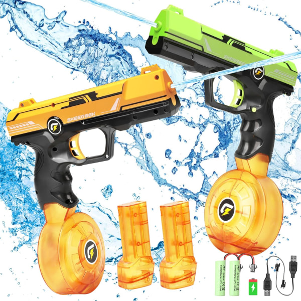 Elektrisk vandpistol - Genopladelig automatisk vandpistol med 2 magasiner 500cc, 32 fod kraftig langdistance vandpistol til børn og voksne B