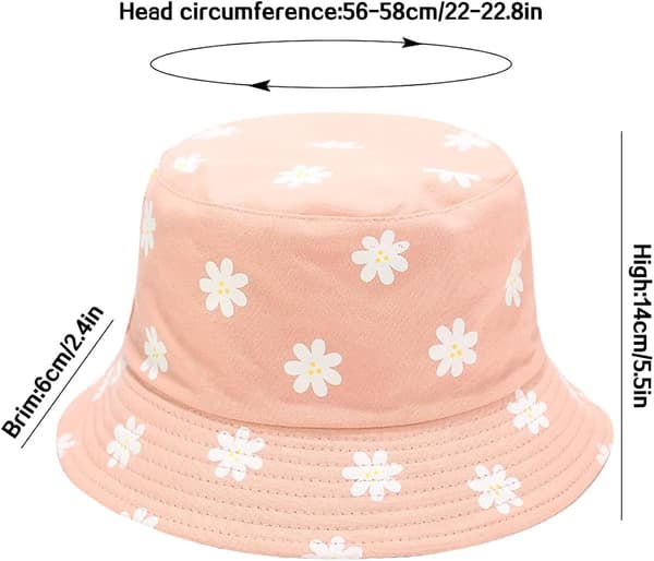 Bucket Hat Strandfiskerhatter, Dobbeltsidig Bruk (Rosa)