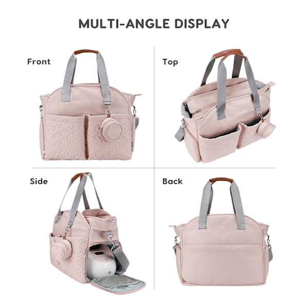 Multifunksjonell og stilig stelleveske for baby (rosa)