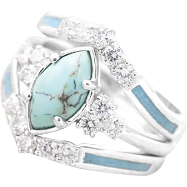 Turkis Ring for kvinner 3-i-1 Ring Smykker (11)