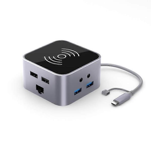 13 i 1 USB-C Hub til USB 3.1 Konverter Adapter Trådløs Oplader