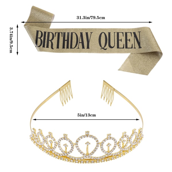 Birthday Girl Crown Tiara, dekoration glitter strass kristall och skärp för flickor födelsedagsfest dekorationer leveranser