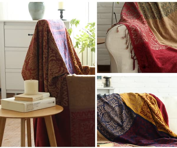 Chenille-pledd, kastepledd med jacquard-dusker, sofaovertrekk 220*260cm