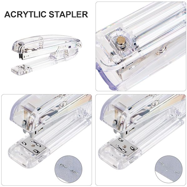 Transparent skrivbordsakrylstapler för kontorsskola - Silver