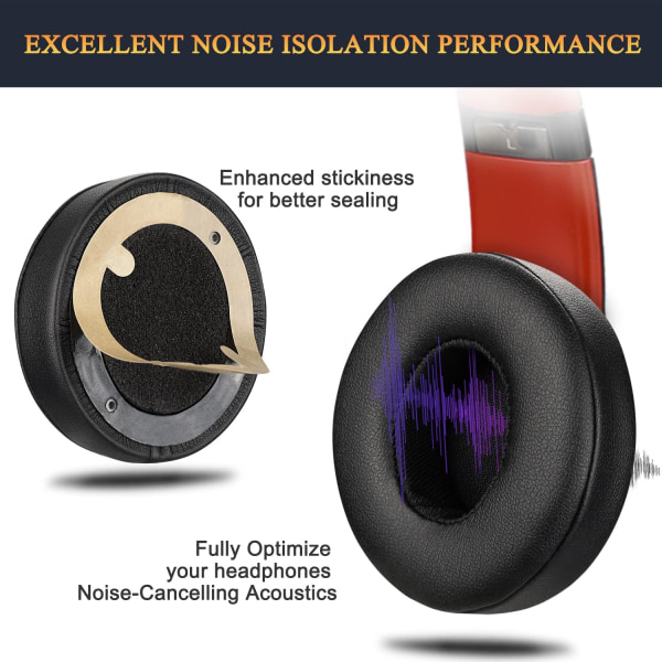 Earpads Cushions Vaihda Beats Solo 2 / Solo 3 (Musta)