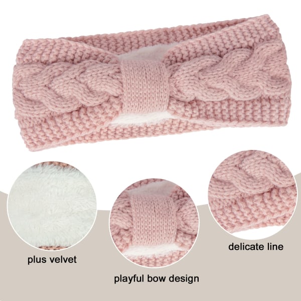 Vinterstickad thermal pannband Dam stickad rosett sammet Öronvärmare  pannband för damer, flickor, elastiska virkade hårband Tjock turban 6ed3 |  Fyndiq