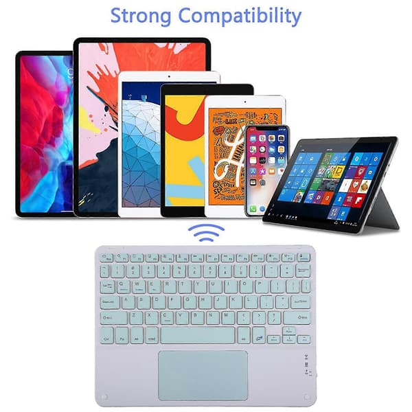 Trådlöst Bluetooth-kompatibelt tangentbord med pekplatta, USB-uppladdningsbart, inbyggd multi-touch för PC Laptop