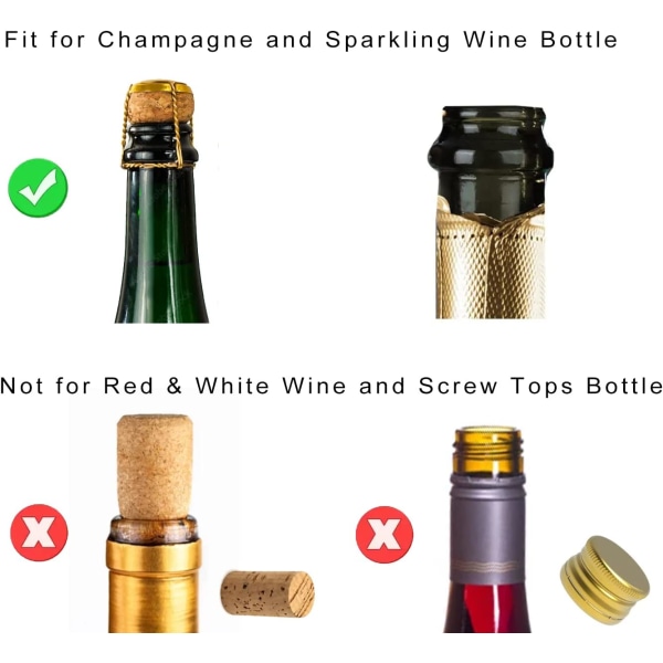 Champagnepropp med Twist Lock Bulk Set om 6, återanvändbar