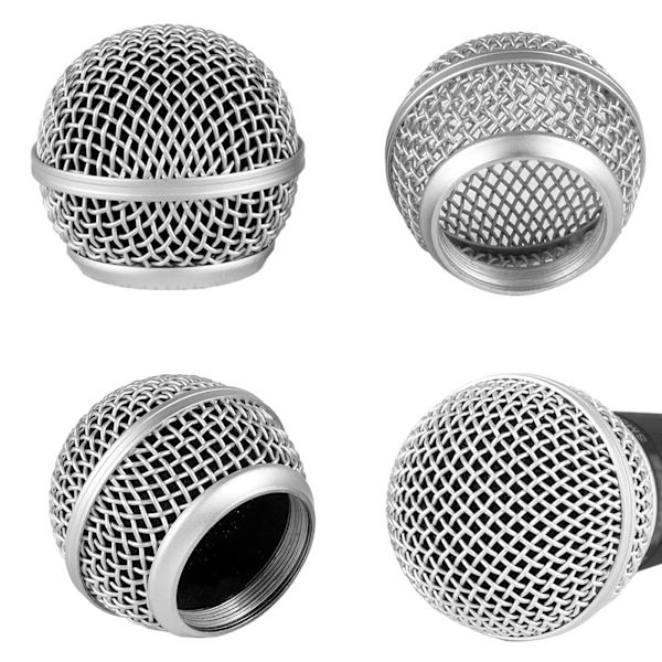 4 stk. Metal Mikrofon Mesh Hoveder, Kompatibel med SM58 (Sølv)