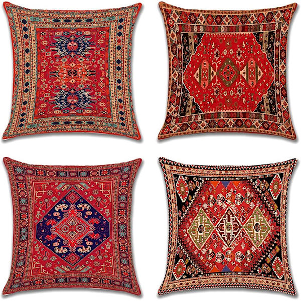 Kuddfodral 45cm x 45cm Set om 4 Bohemisk Stil Dekorativa Kuddfodral(Exotic)