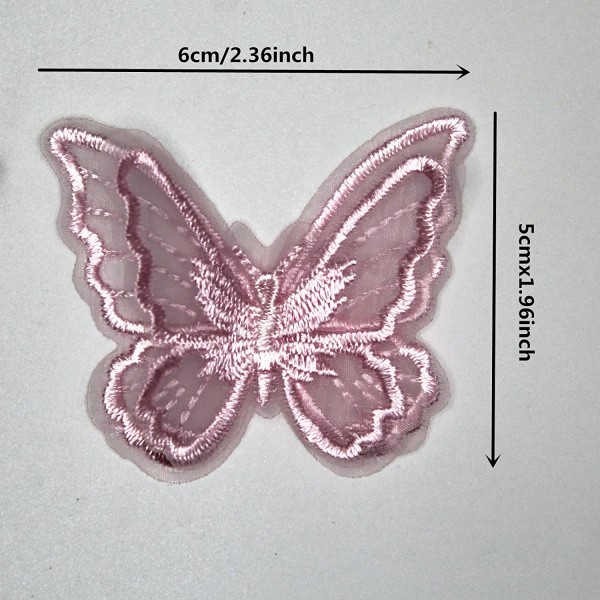 20 st Butterfly sy Patch sömnad DIY (ljusrosa, 2,36 x 1,96 tum)