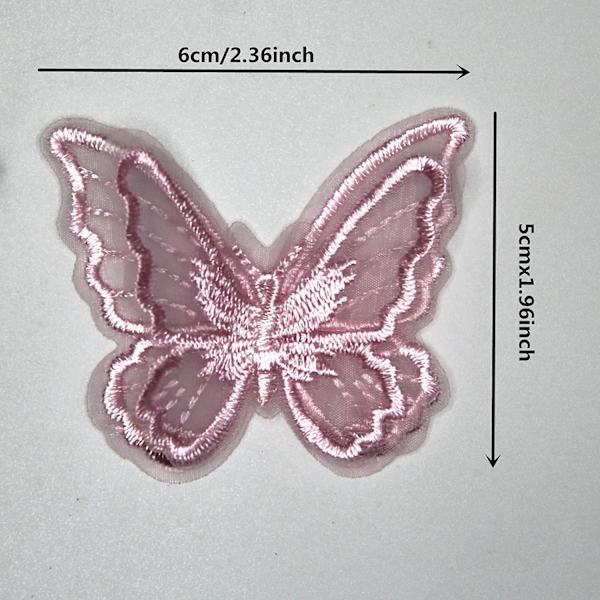 20 stk. Sommerfugl sy på lapper Syning DIY (Lyseblå, 6 cm x 5 cm)