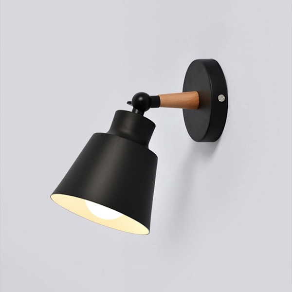 Vinklad justerbar metall liten vägglampa sovrum sänggavel E27 vägglykta studierum badrumsbelysning vägg, glödlampa ingår ej, svart black