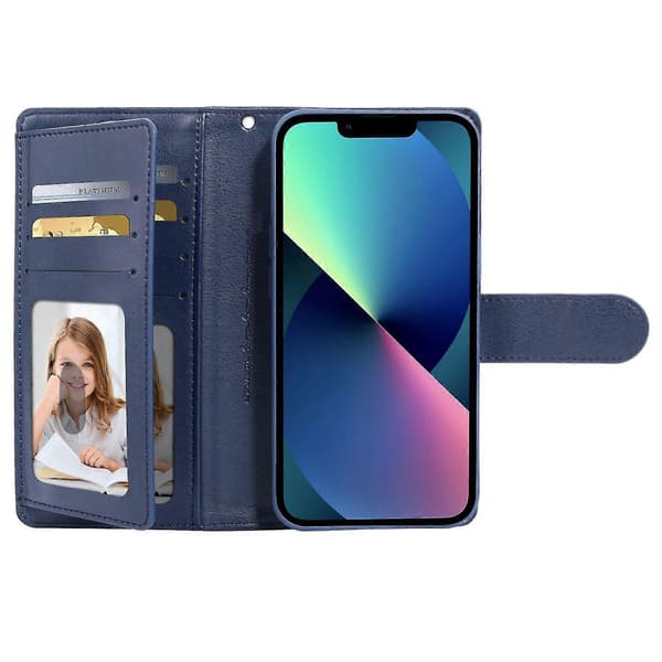 HANMAN Mila Series Ställfodral för iPhone 13 6.1 tum Folio Flip PU Läder Plånboksfodral
