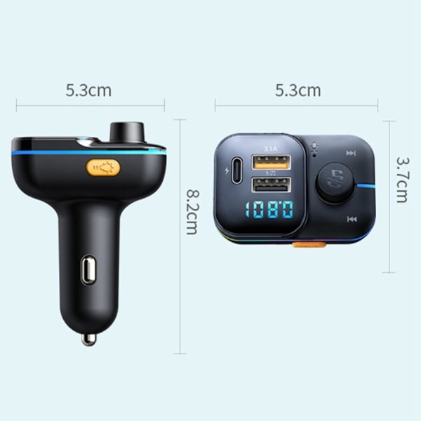 FM-autonlähetin, langaton Bluetooth 5.0 MP3-soitin, radiosovitin, auton sarja, PD3.0 Type C 20W+QC3.0, basso häviötön Hi-Fi-ääni U-levyn tuki