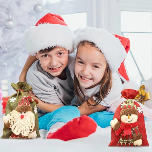 Julklappssäck, presentpåse för jul, julpåsar med dragsko, tomtesäck för fyllning, julpåsar för julklappsinslagning