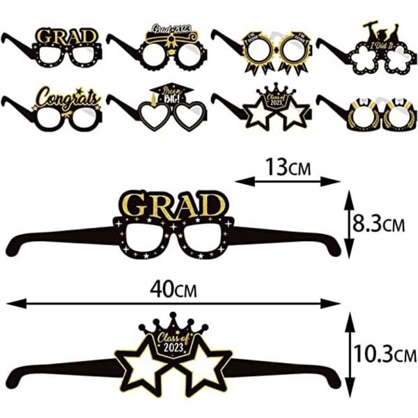 8 stk. graduation party briller, graduation novelty briller klasse 2023