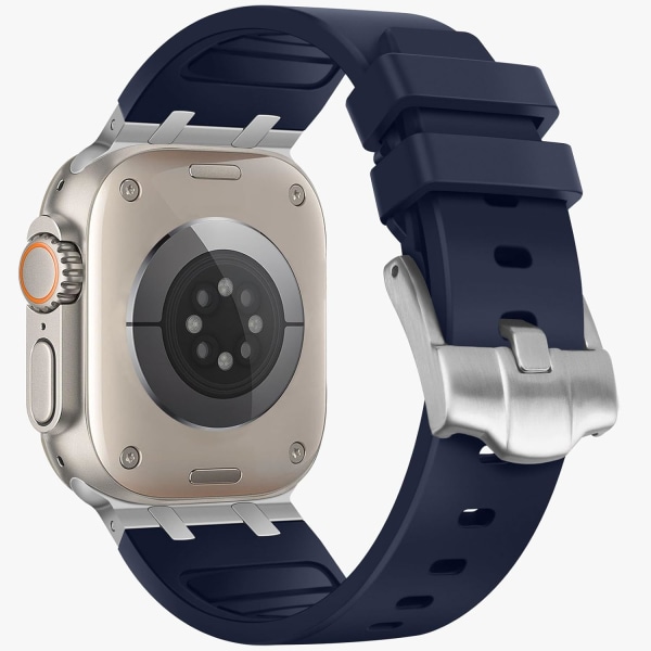 Kompatibel med Apple Watch Ultra Rem 49mm 45mm 44mm 42mm, Flydende Silikonerem med Rustfrit Stål Adapter Remme Designet til Apple Watch blue 42/44/45/49MM