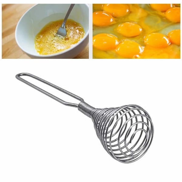 Praktisk manuell äggvisp i spiralform för köket, bärbar visp för mjölkdrycker, kaffeshake, skummare, mixer, skummare, köksredskap för bakning
