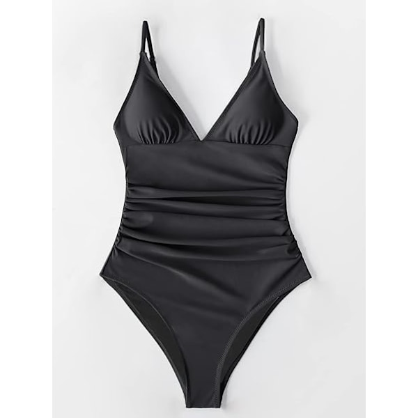 Badedrakt Dame Magekontroll Push Up Badehette V-hals Polstret Hel Badedrakt black XL