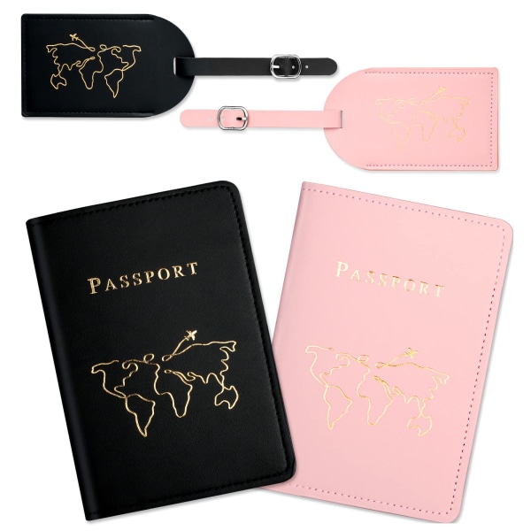 Pascover og bagagemærke, 2 stk (sort, pink)