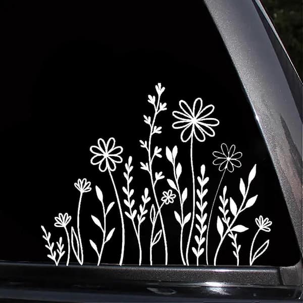 Vilde blomster Boho Sjov Reflekterende Bil Vinyl Sticker, Gave til Planteelskere