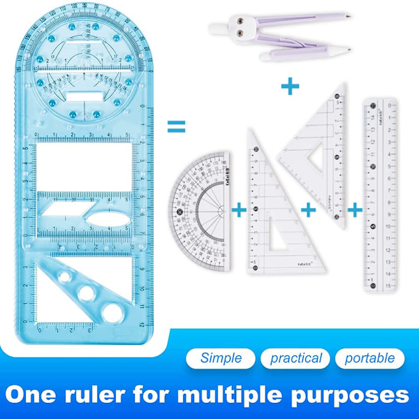 Multifunktionel geometrisk lineal, multifunktionel tegnelineal med geometriske figurer