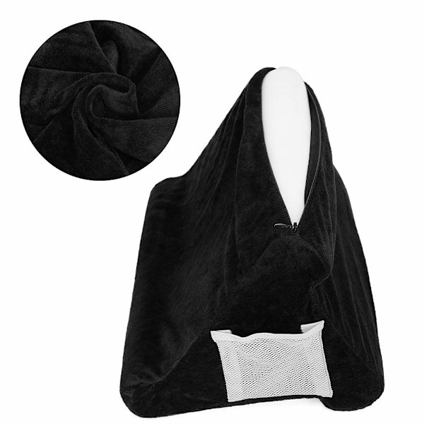 Foldbar puteholder for nettbrett, bokstøtte, lesestøttepute, multivinkel, myk puteholder, nettbrettstativ, sofaputeholder, e-lesere, svart black