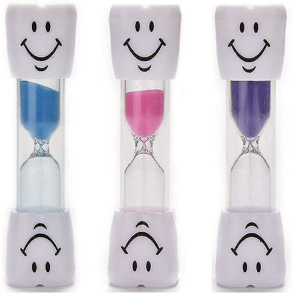 3-pak børnetandbørstetimer, 2 minutters smiley timeglas, timeglas