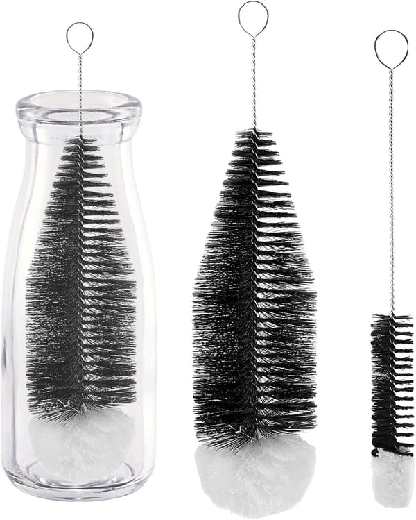 Flaskborste - Flaskborste Mjuk och Repfri Rengöringsborste för Glas- och Plastflaskor, Koppar