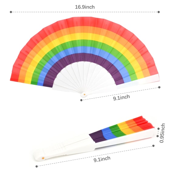 6 kpl Rainbow-viuhkat Pride-viuhkat taitettavat tuulettimet, sateenkaarijuhlakoristeluvihkimet naisille/miehille