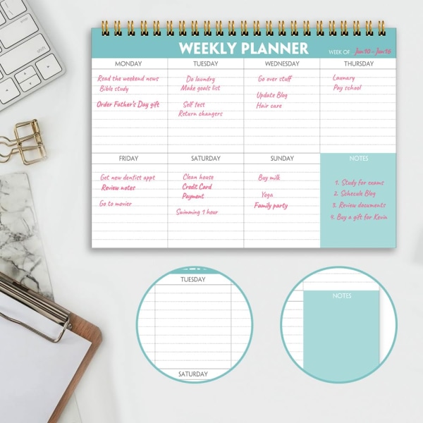 Weekly Planner Notepad - Weekly Pad Organizers Habit Tracker Journal Teal