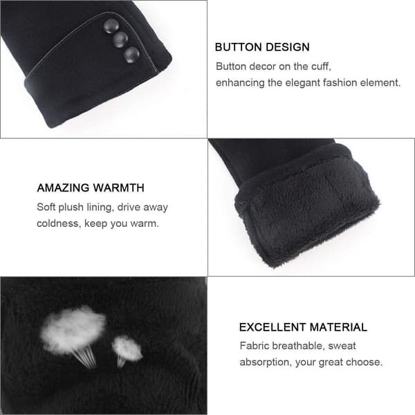 Touchscreen Handsker til Kvinder - Vinter Varme Handsker Tyk Fleece Foring Elegante Handsker Julegaver til Kvinder Piger