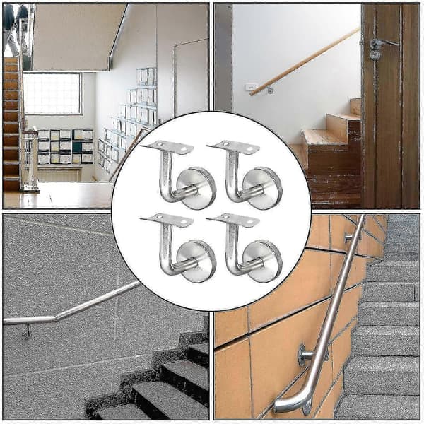 304 Rostfritt Stål Ledstångsfäste För Trappräcke Väggfäste Träräcke Silver (4 Stycken)