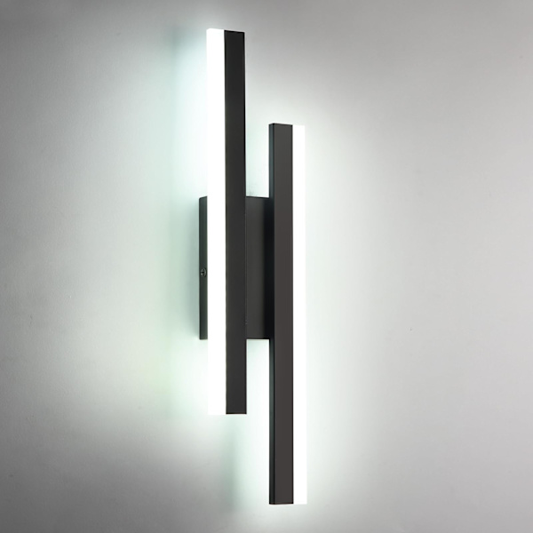 Væglampe LED indendørs moderne, 16W væglampe LED, kreativ lang parallel væglampe, trefarvet 3000K/4000K/6000K, sort, 50cm