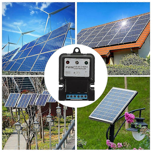 6V 12V 10A Auto Solpanel Opladningscontroller Batterioplader Regulator (Sort)..