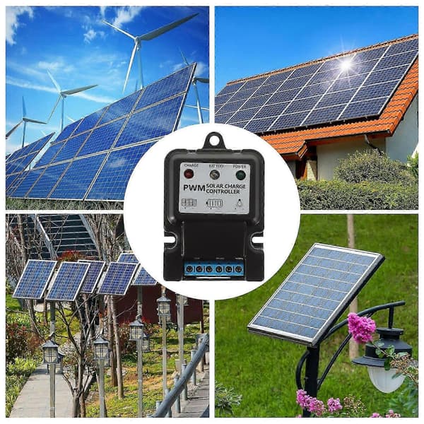 6V 12V 10A Automatisk Solpanel Laddningsregulator Batteriladdare (Svart)..