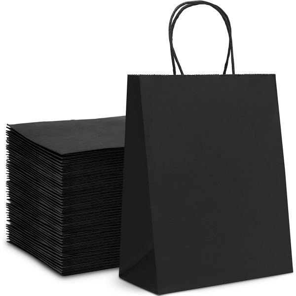 25 stk. Papirsposer, Kraftposer, 27x21x11cm Sort