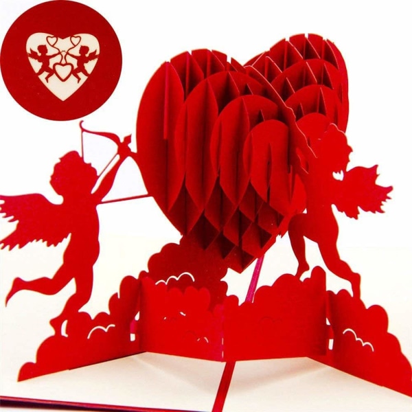 Valentine's Day 3D Pop Up Gratulasjonskort Kjærlighet Hjerte Håndlaget Kort 3D Romantisk Kort for Henne eller Ham, Valentinsdag Bryllupsdag Bursdagsgaver