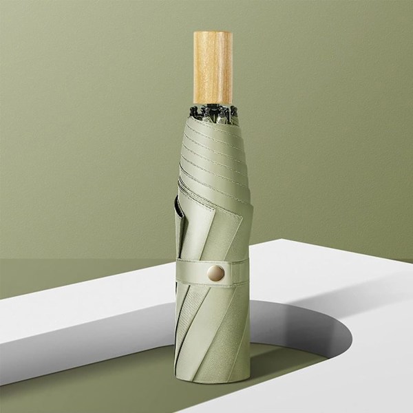 Vindtett Reiseparaply 3 Folding Lett Anti UV Sol&Regn Vannbestandig Parasoll med Holdbar Trehåndtak Manuell Åpne/Lukk for Menn og Kvinner