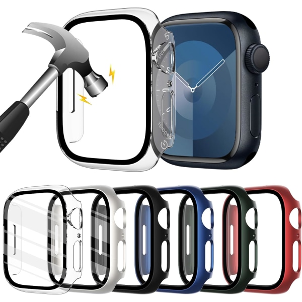 6-pack Kompatibel med Apple Watch skärmskydd 45mm Serie 9 8 7, Hård PC Bumper Sportskyddsfodral för iWatch 45mm Serie 9 8 7 Man Kvinnor 45mm