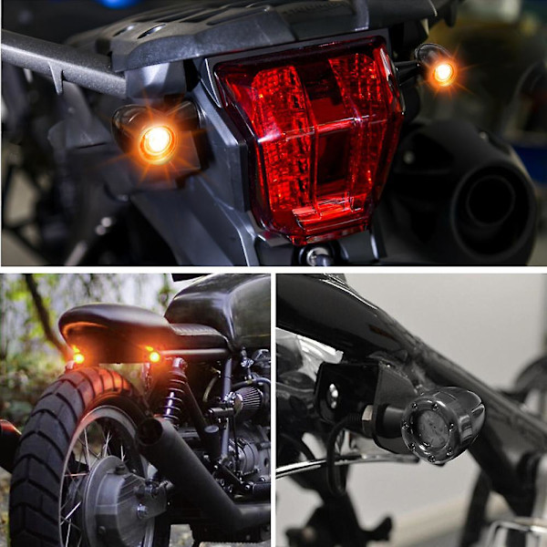 2/4 stk. Motorcykel Blinklys Mini Bullet LED Gult Advarselslys Blinklys til Harley Honda 2pcs