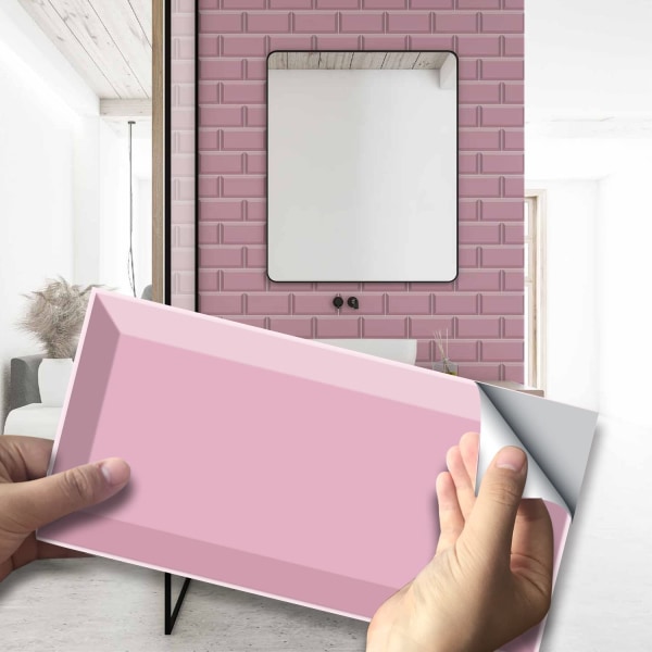 20X10cm 27 kpl kuori ja liimaa siirtotarroja laatoille, itseliimautuvat vedenkestävät PVC-laattatarrat backsplash kodin keittiön sisustukseen, vaaleanpunainen pink