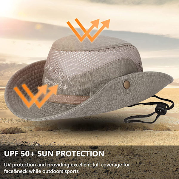 Solhat UV-beskyttelse Bucket Hat Sommerhatte (Khaki)