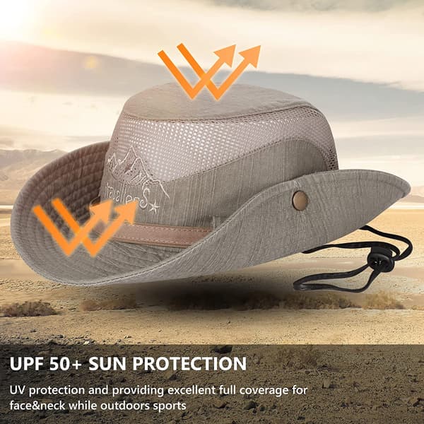 Solhatt UV-beskyttelse bøttehatt sommerhatter (Khaki)