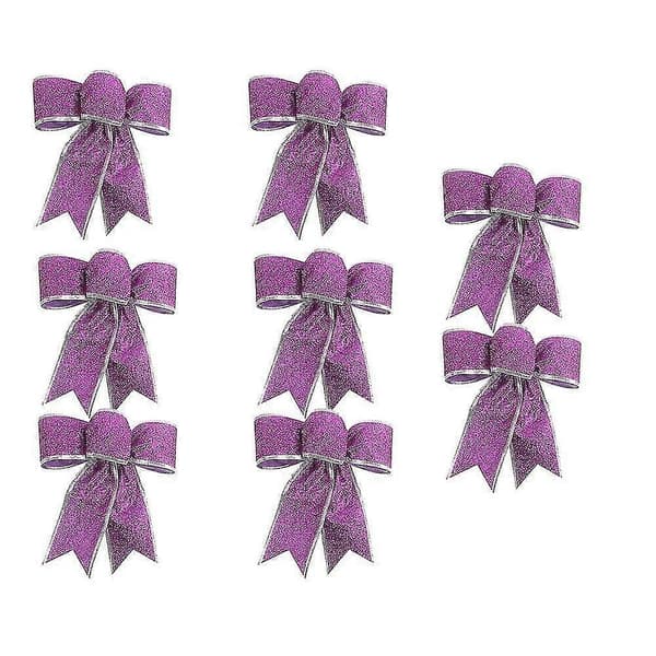 8 stk. Glitter Julekrans Juletrepynt til Juleborddekor Purple